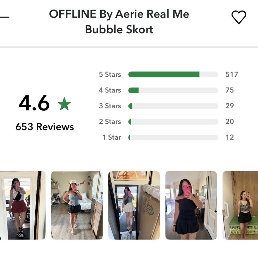 NWT OFFLINE By Aerie Real Me Bubble Skort high rise black size medium trending - Picture 9 of 9